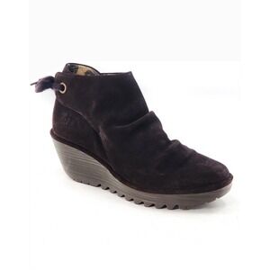 FLY LONDON Brown Suede Wedge Ankle‎ Boots Womens 35
